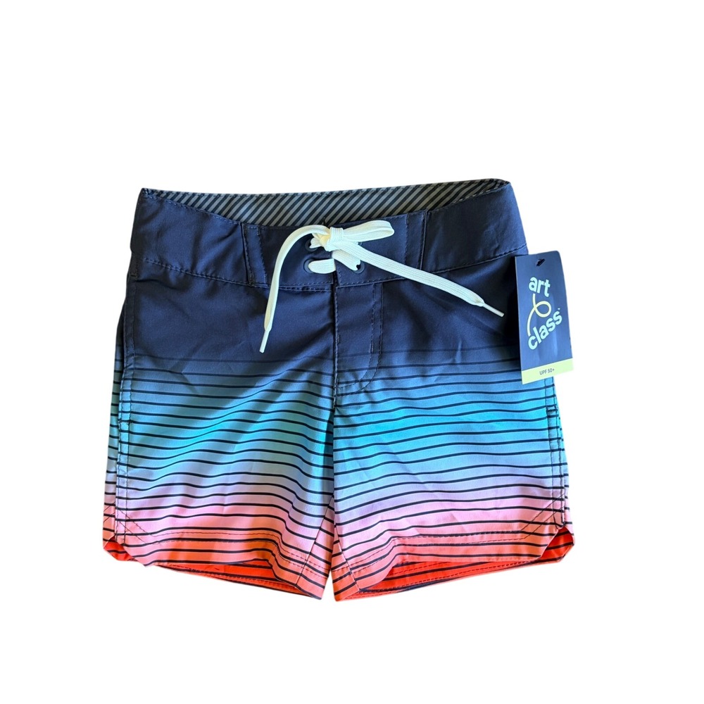 Art Class Multicolor Striped Swim Trunk Board Shorts Bottoms Boys 4 NEW NWT